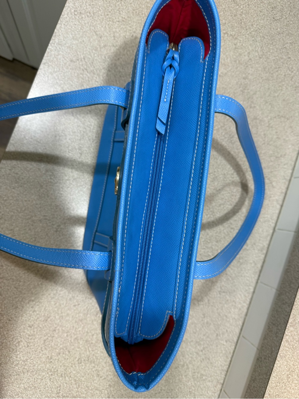 Dooney & Bourke Bright Sky Blue Saffiano
Leather Logo lock tote - Picture 11 of 13